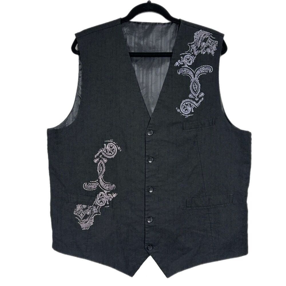 Venezzi Glitter Print Waistcoat Vest Black
